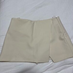 Zara Cream High-Waist Wrap Shorts